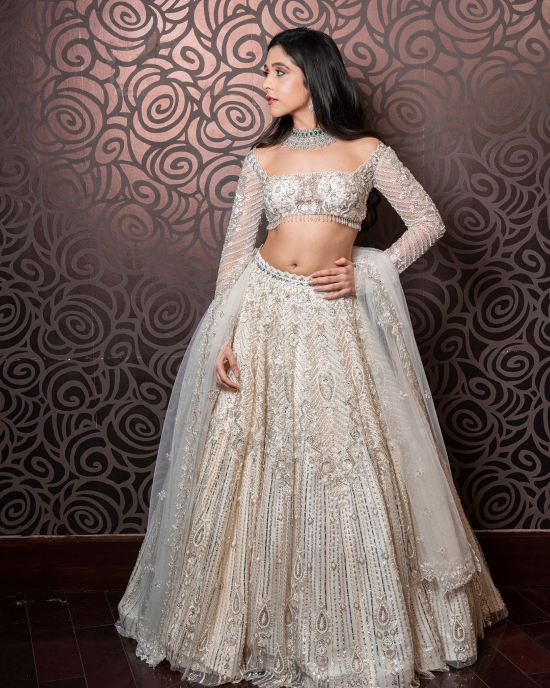 Isa by Dolly Wahal - Elsa Ivory Lehenga set From Athena