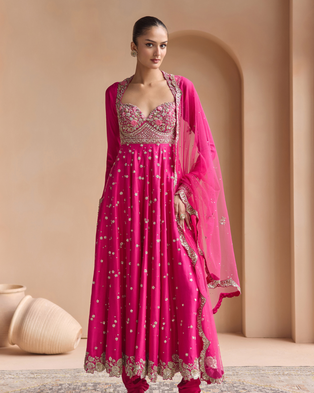 Osaa By Adarsh - Scarlet Embroidered Anarkali Set From Off The Record