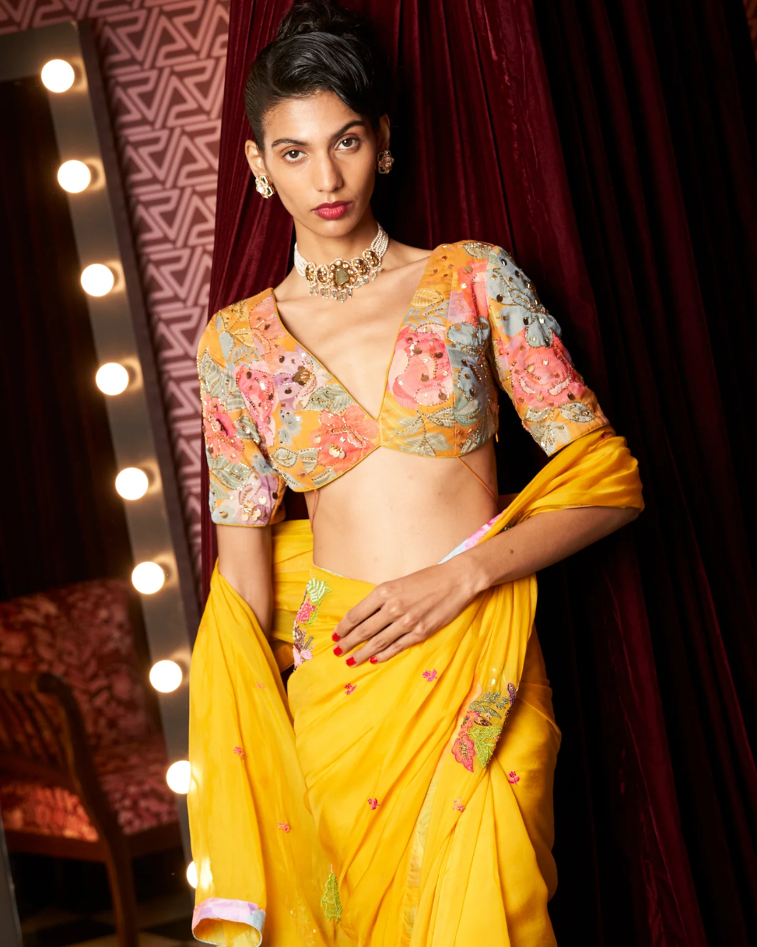Rishi and Vibhuti - Marigold NM Saree From Rock & Roll