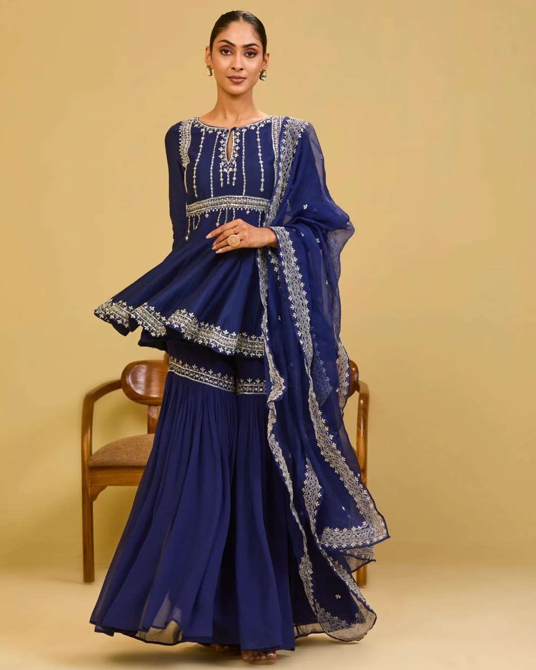 Esha Koul - Blue Peplum Set From Naaz