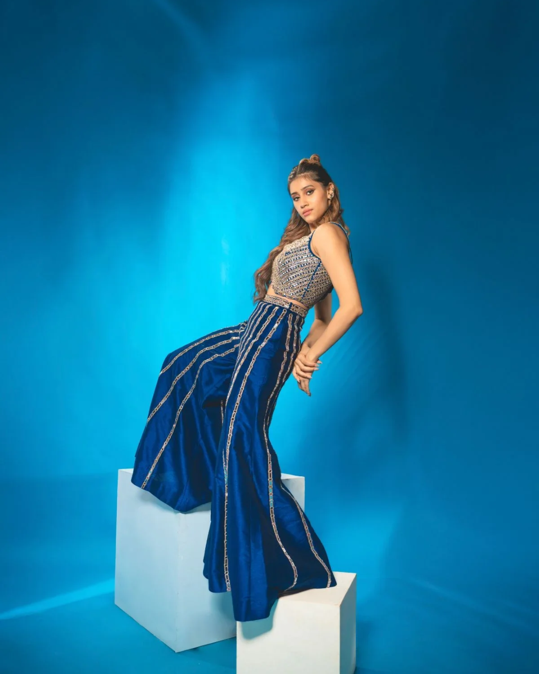 Anisha Shetty - Azure Blue Sharara Set From Rangin
