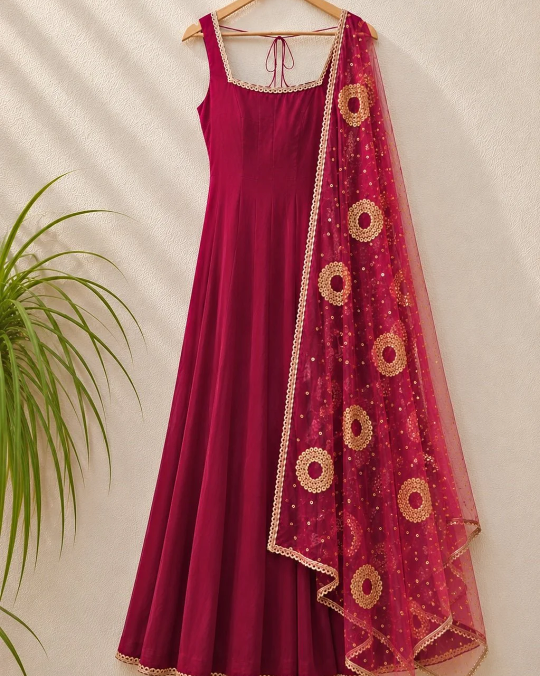 Anisha Shetty - Rasberry Red Velvet Anarkali