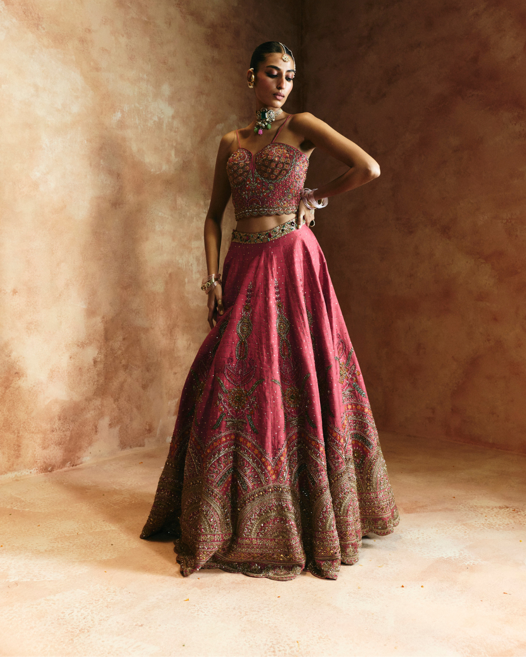 Aman Takyar - Carrot Lehenga Set From Today's Sindh