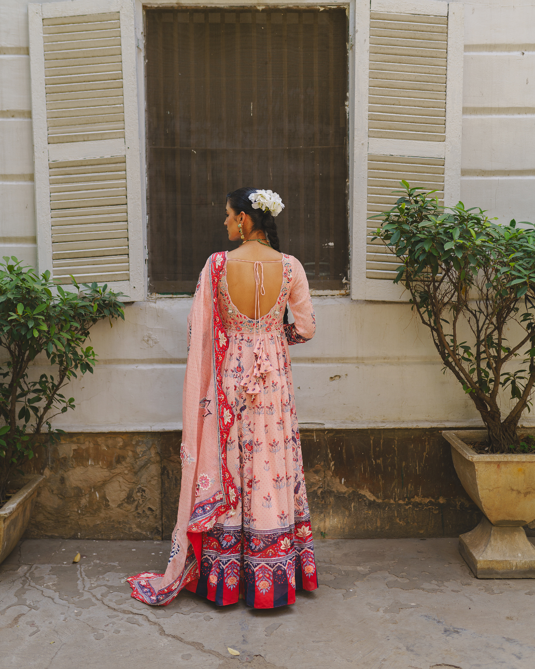 Aditi Gupta - Pink Floral Anarkali Set