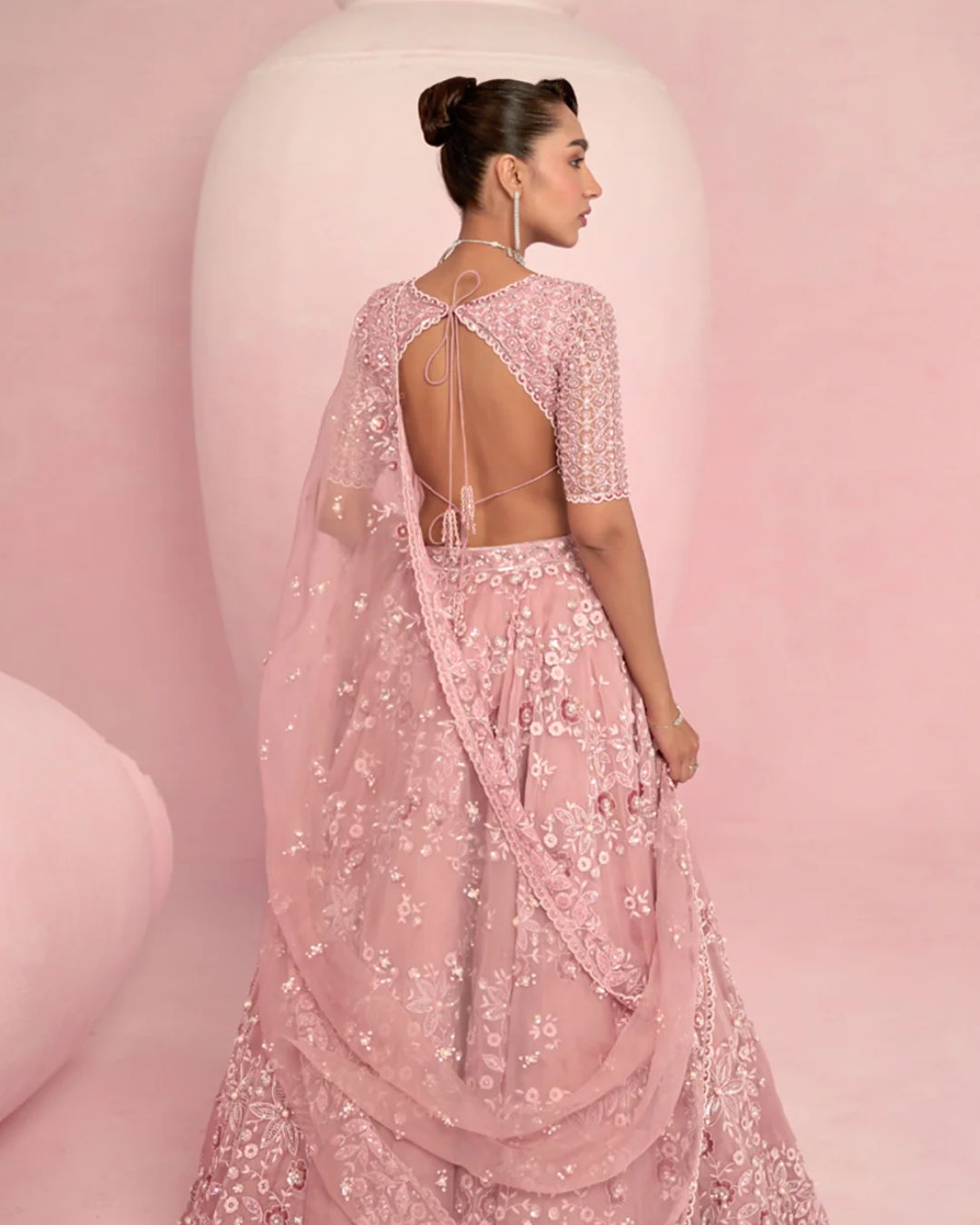 Prevasu - Blush Pink Lehenga Set From Solene