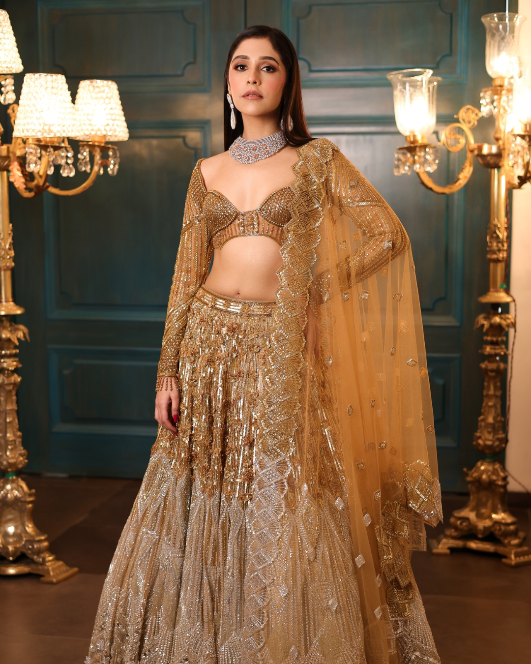 Isa by Dolly Wahal - Ombre Gold & Silver Lehenga From Bridal