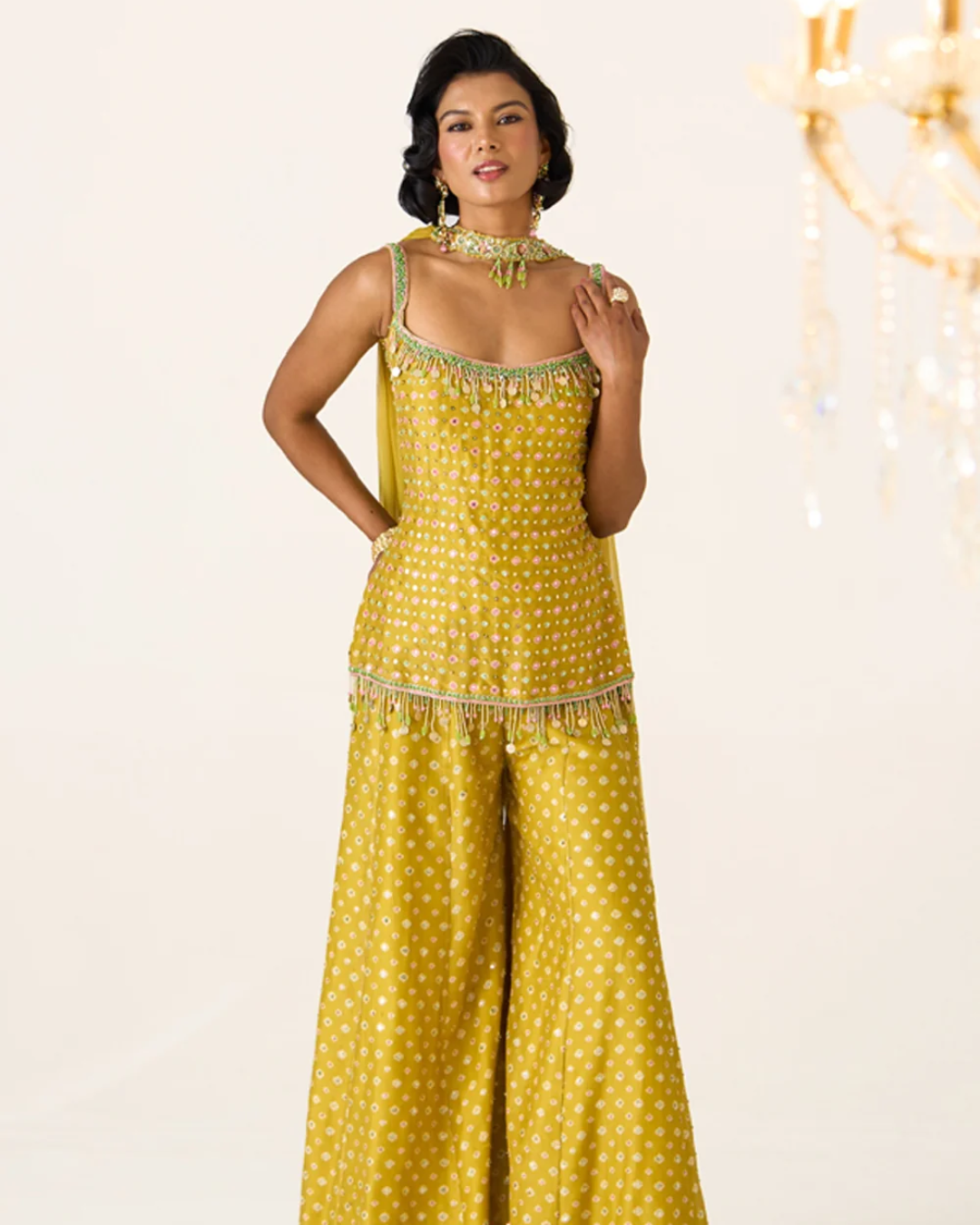 Prevasu - Yellow Printed Sharara Set From Gulabo