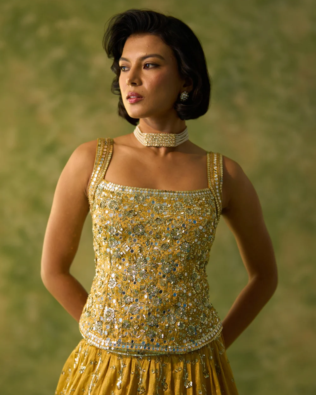 Prevasu - Yellow Tissue Choli Set From Silsila