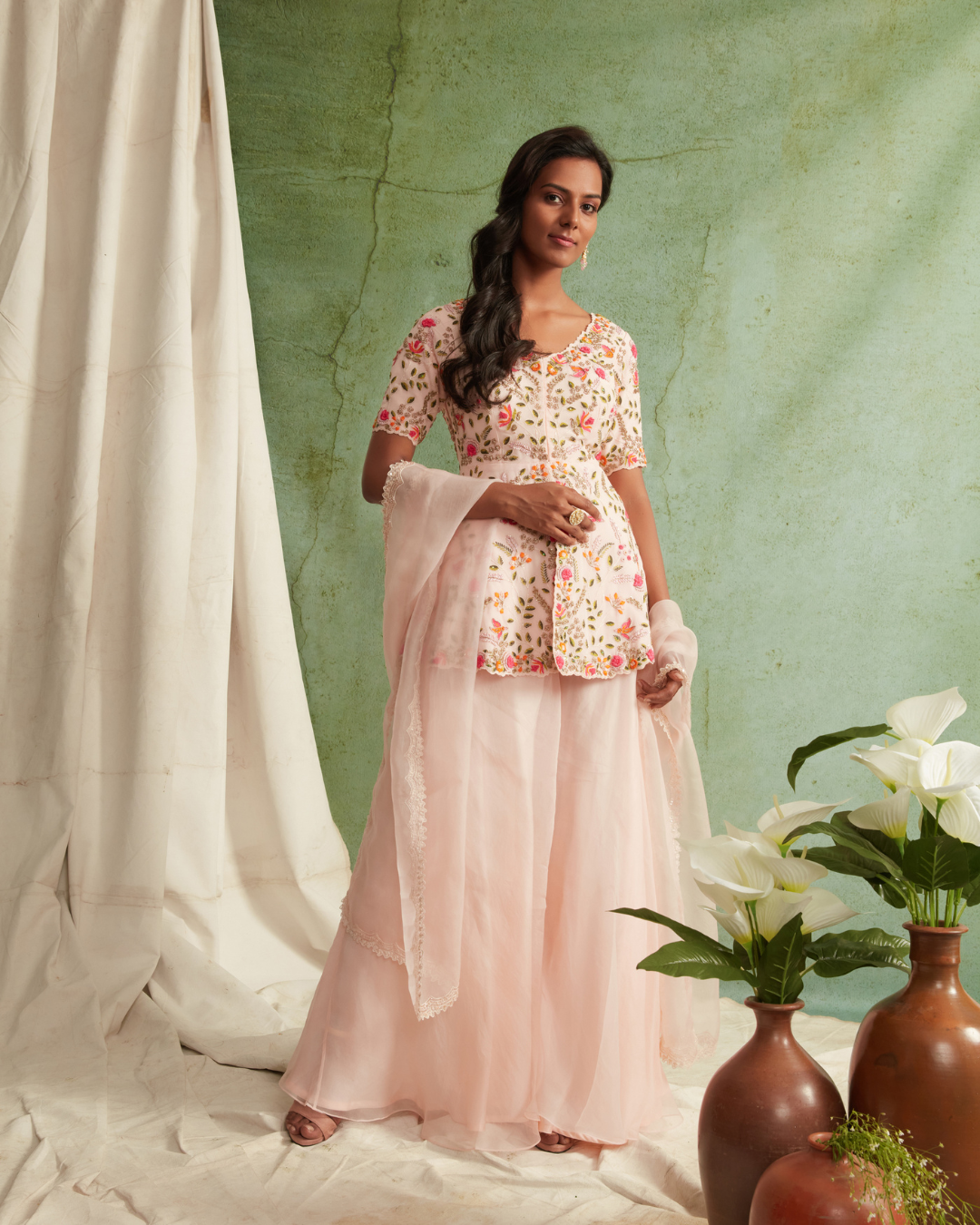 Priyanka Jain - Embroidered Peplum With Sharara And Dupatta From Love Of Tomorrow