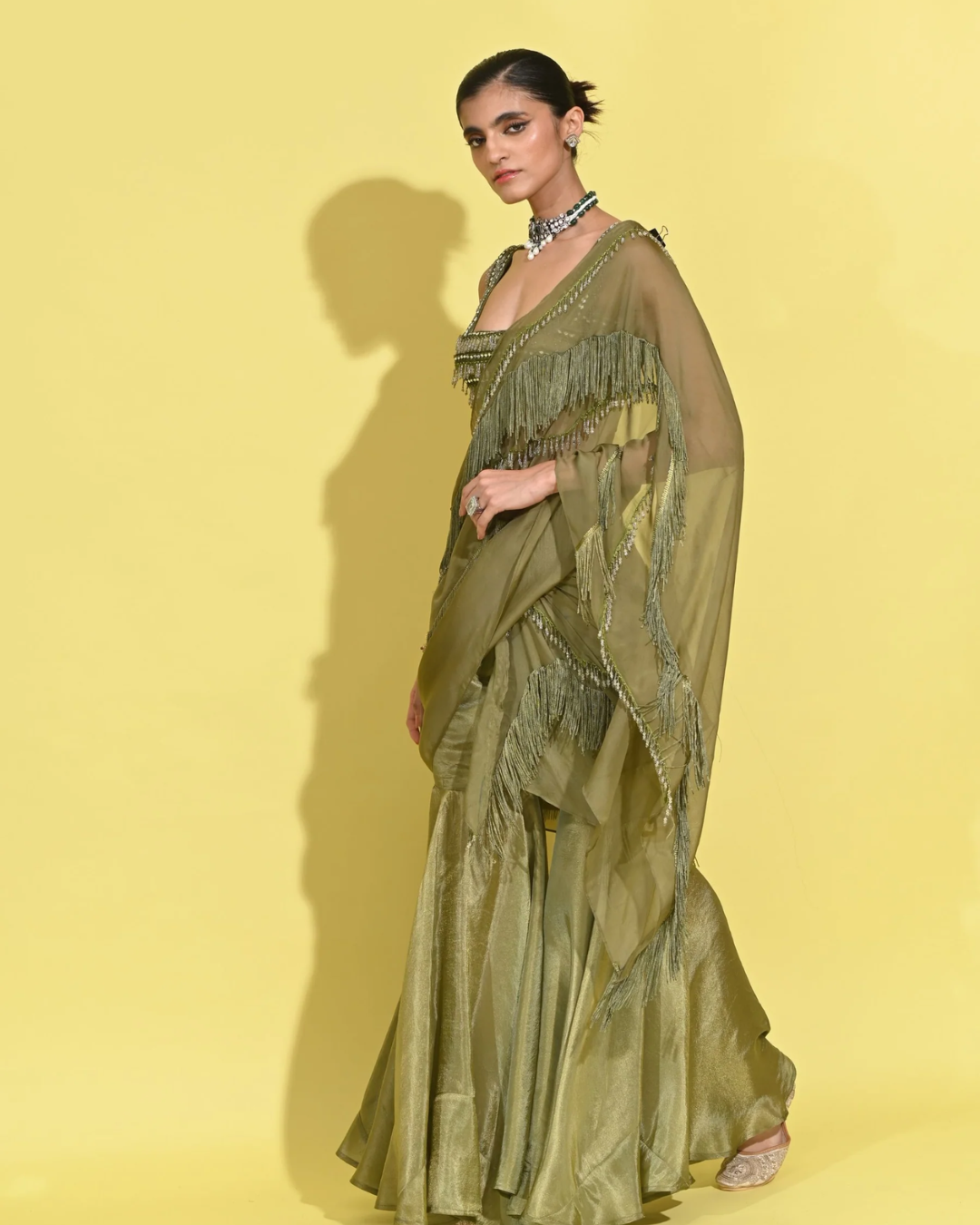 Rishi and Vibhuti - Olive Boho Lehenga From Tamasha