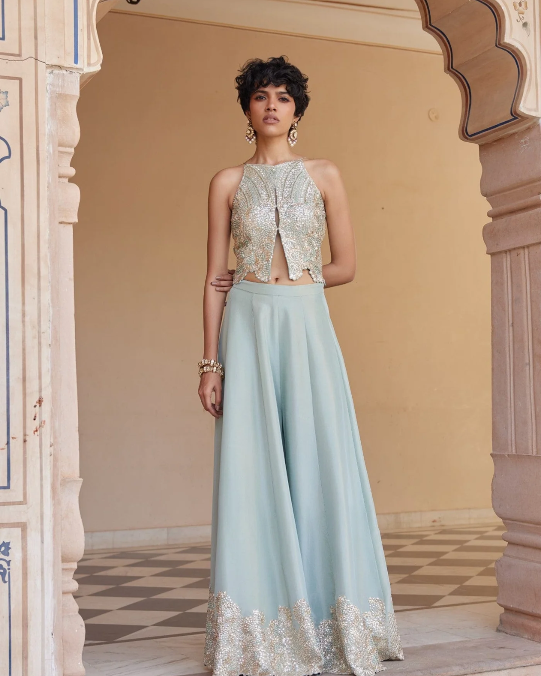 Osaa By Adarsh - Tea Green Embroidered Co-ord Set From RASM