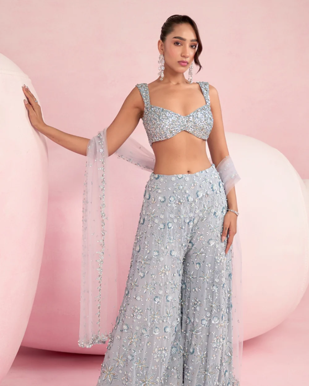 Prevasu - Blue Sharara Set From Solene