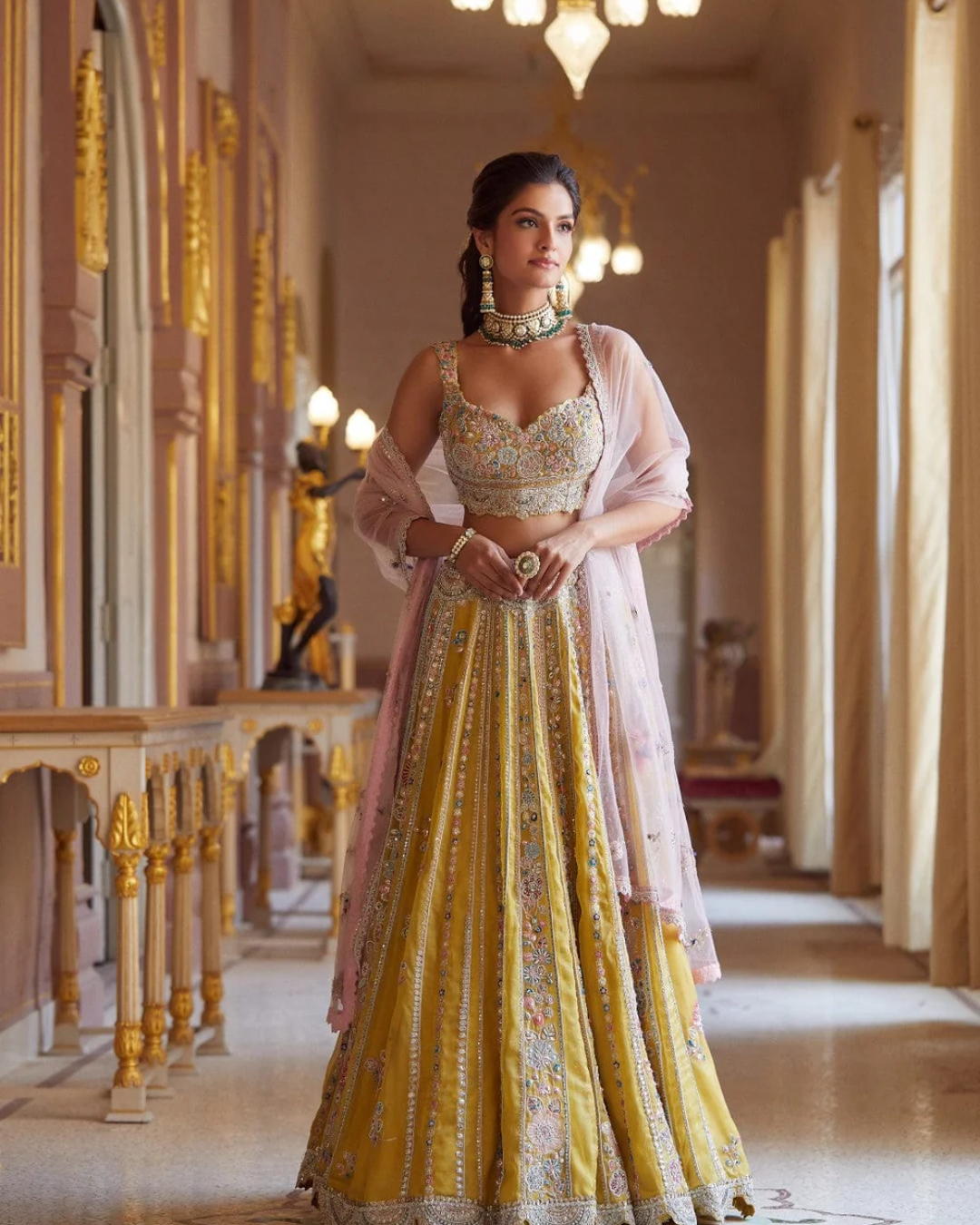Osaa By Adarsh - Honey Gold Embroidered Organza Lehenga From RASM