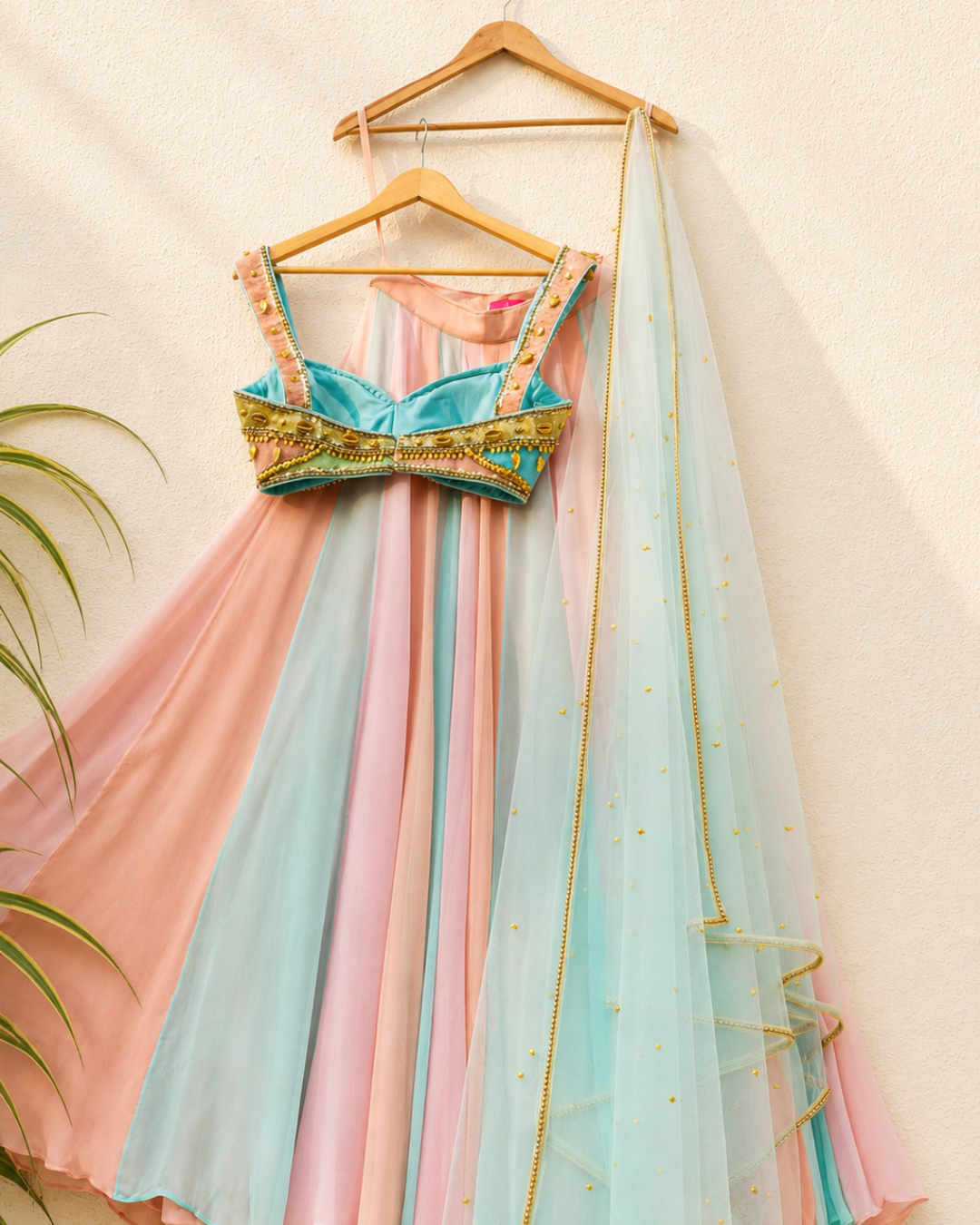 Anisha Shetty - Multicolour Lehenga With Multicolour Cutdana Blouse Set