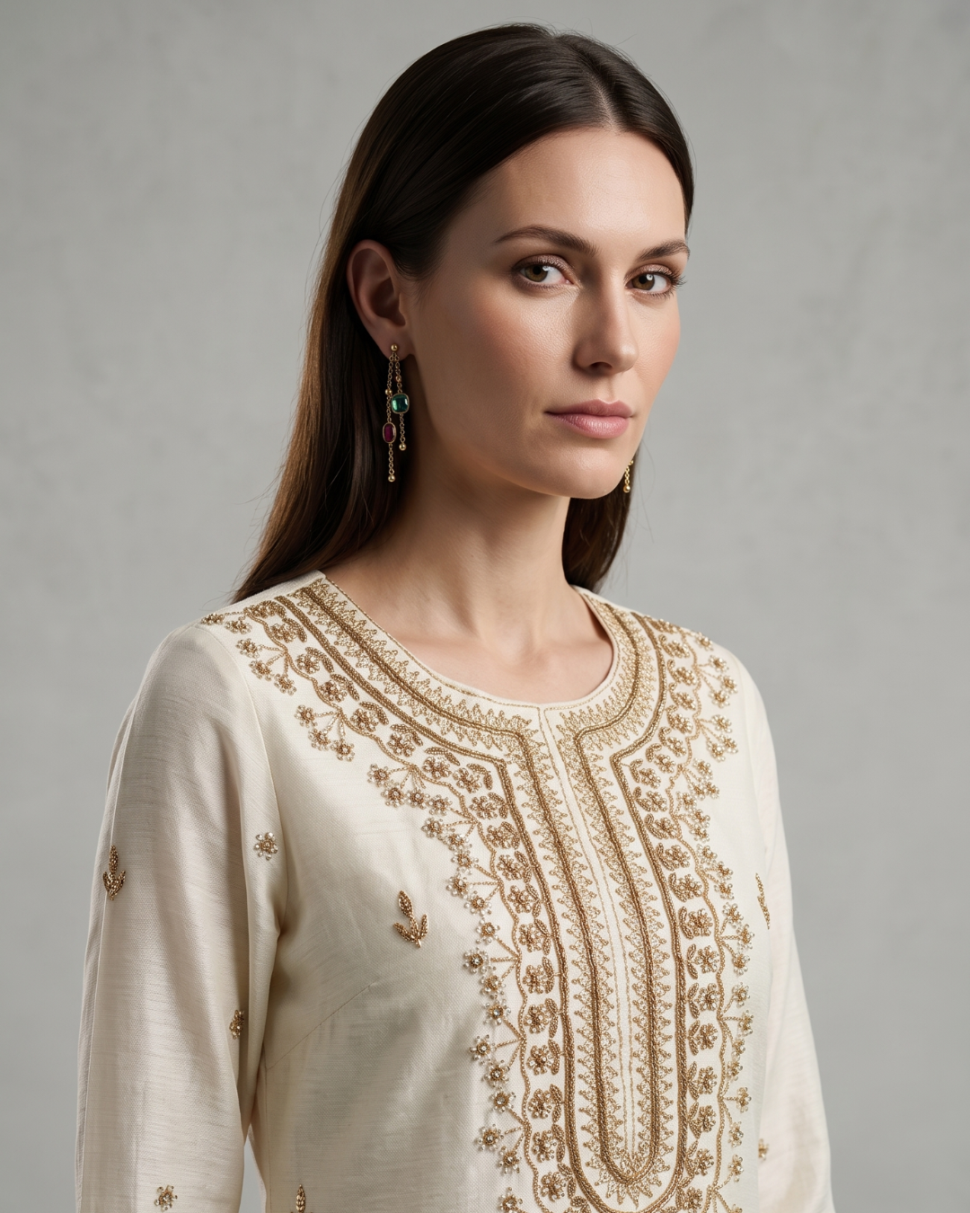 Basanti Kapde Aur Koffee - Off-White Embroidered Suit Set From Suits & Shararas