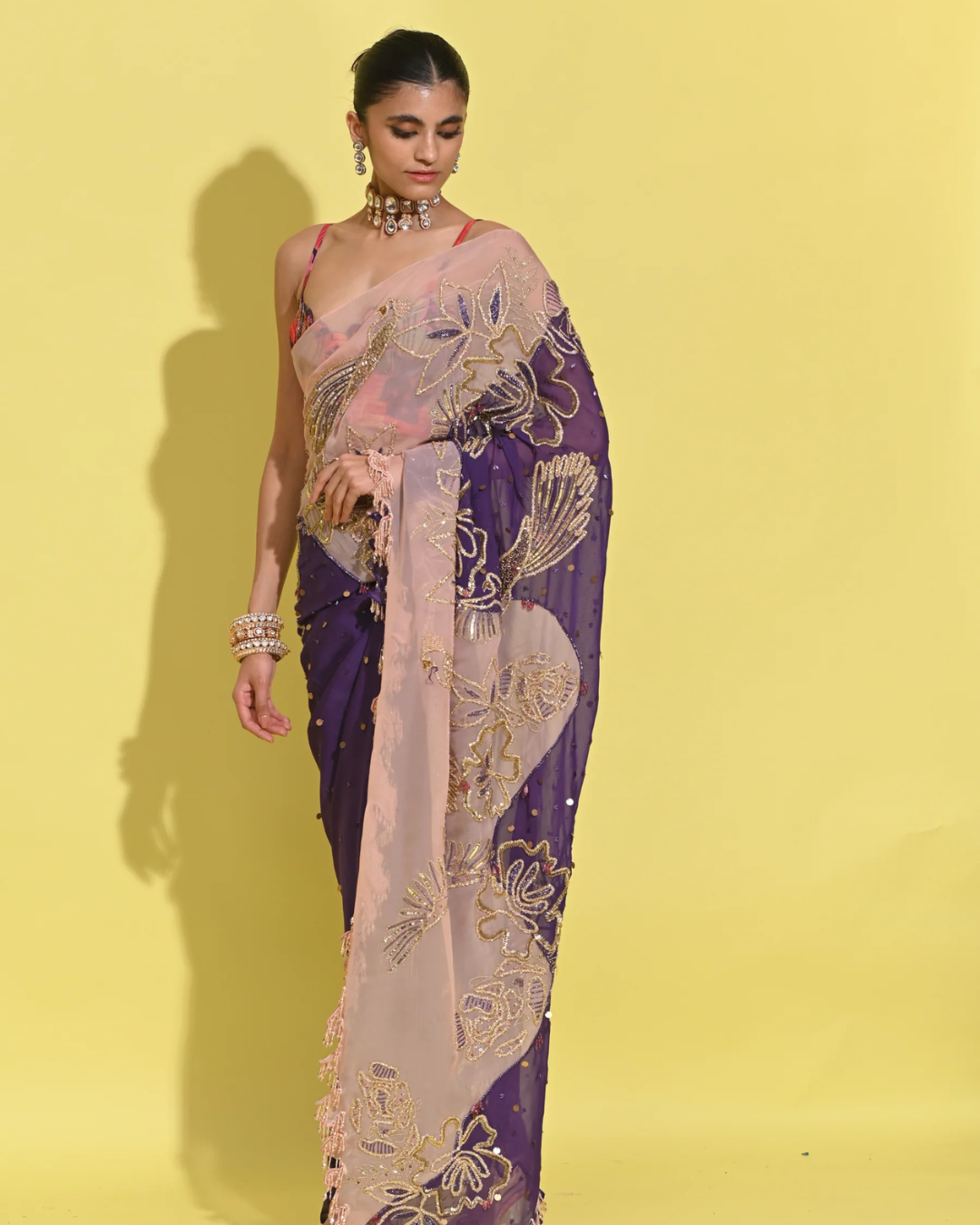 Rishi and Vibhuti - Janejaan Saree in Purple From Tamasha