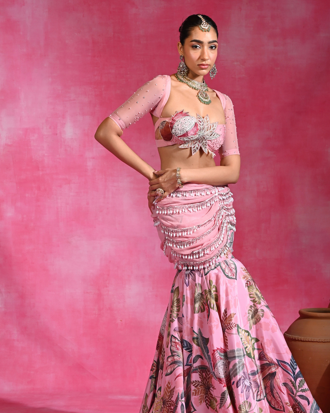 Rishi and Vibhuti - Pink Daffodil Lehnaga From Ek Main Aur Ek Tu
