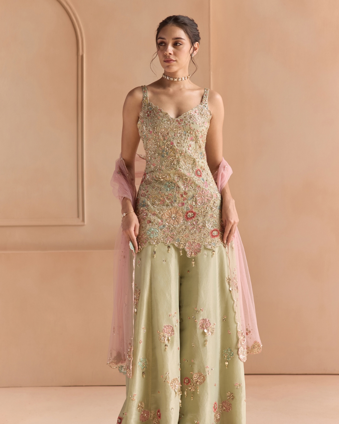 Osaa By Adarsh - Sage Embroidered Sharara Set From Off The Record