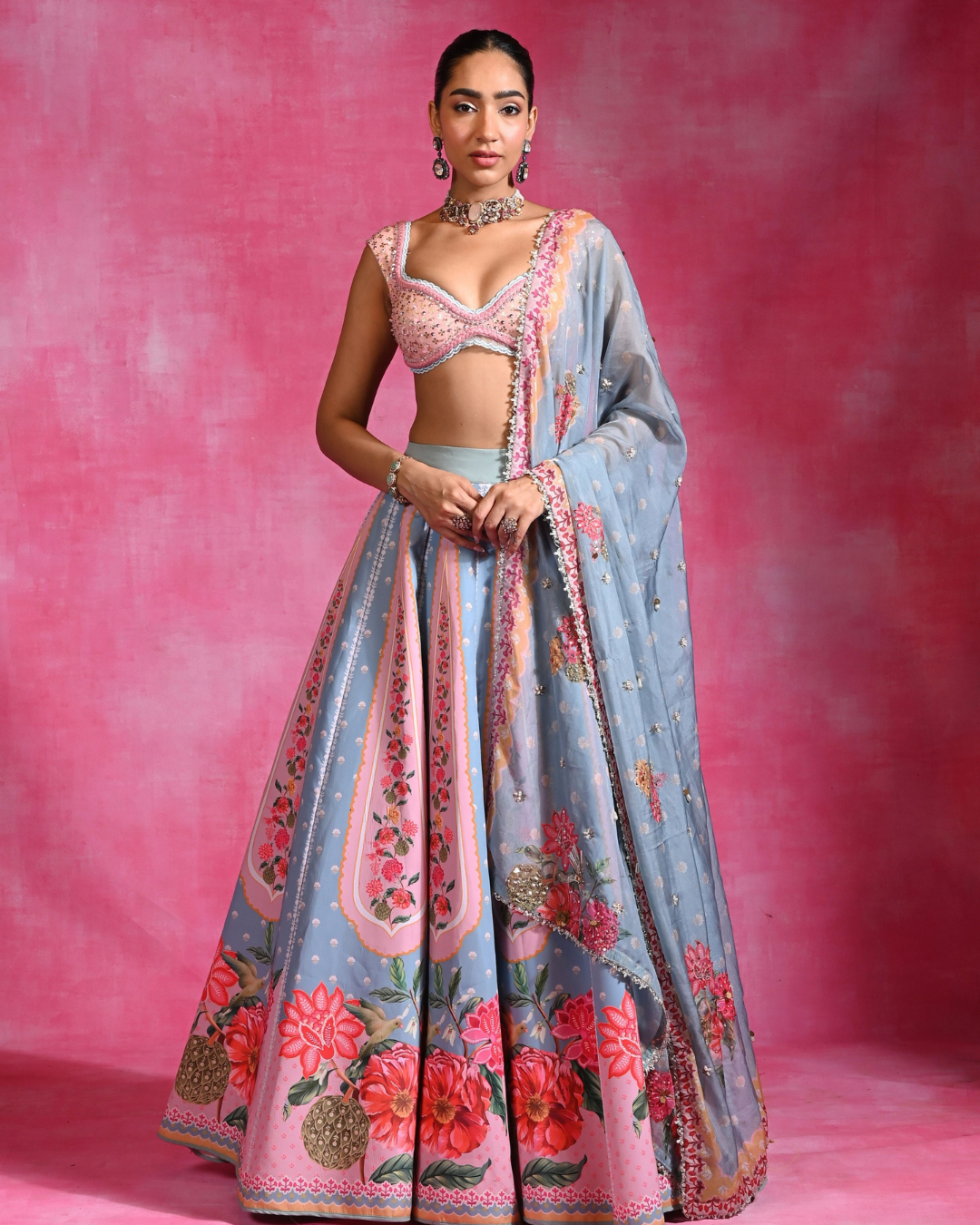Rishi and Vibhuti - Neel Lehenga From Ek Main Aur Ek Tu