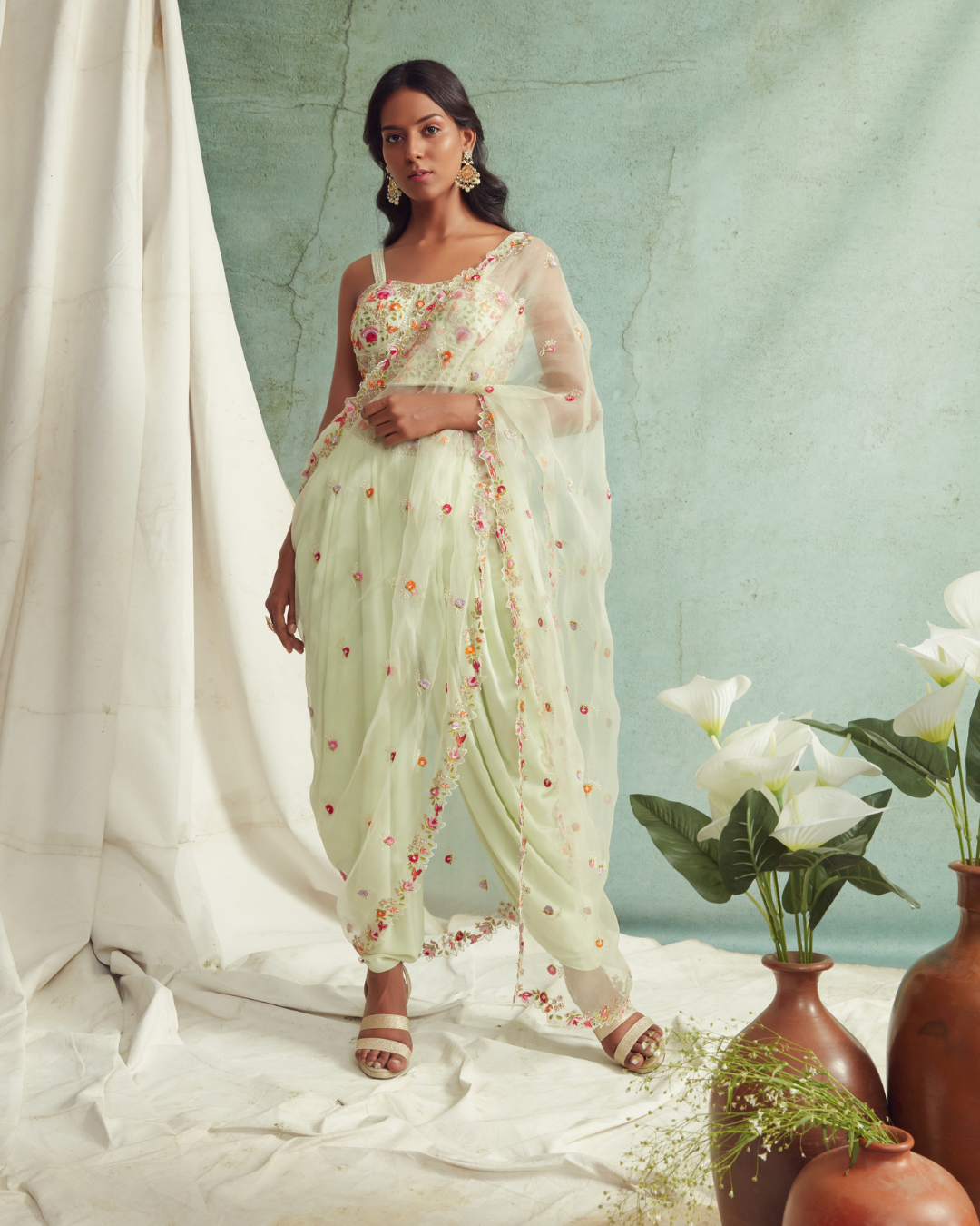 Priyanka Jain - Dhoti Pants With Crop Top And Dupatta From Love Of Tomorrow