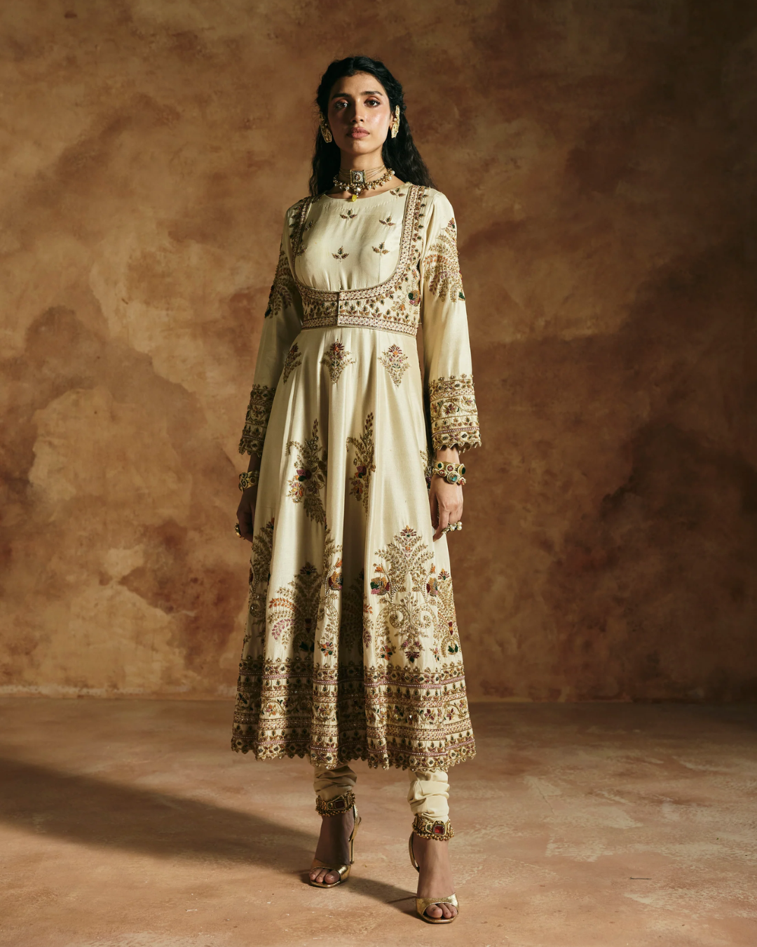 Aman Takyar - Ivory Anarkali Set From Today's Sindh