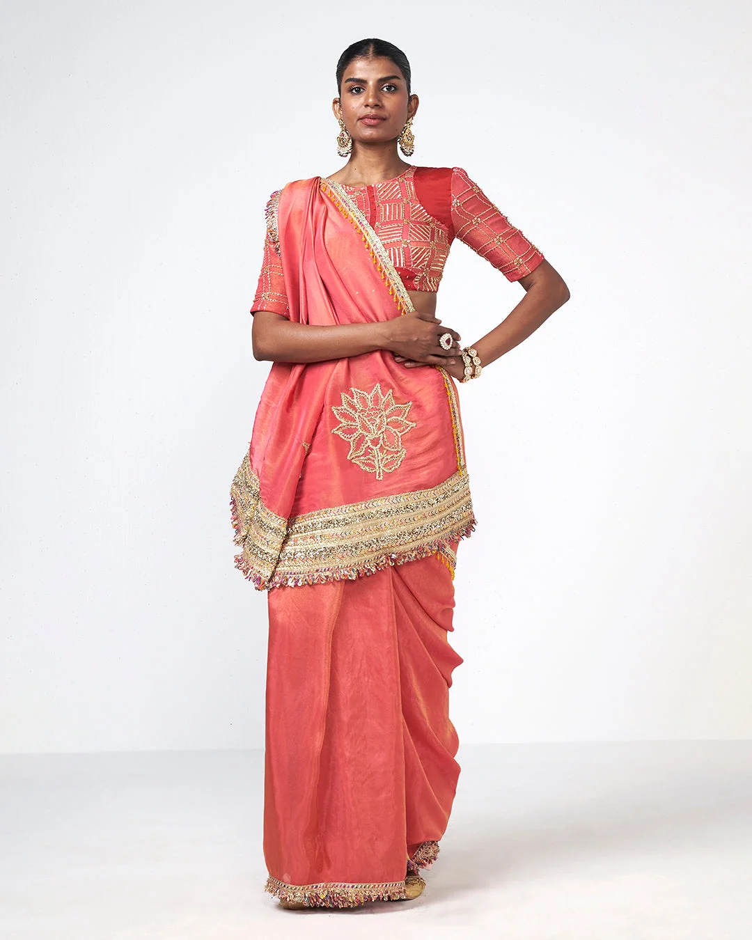 Rishi and Vibhuti - Coral Tales Saree From Gulon Ke Rang