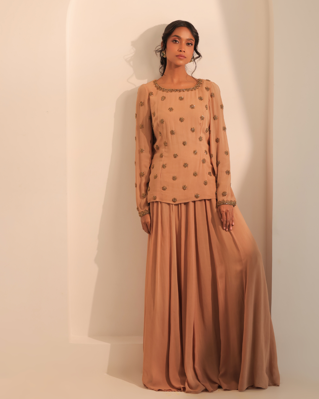 Sonali Bansal - Beige gold coord set From Banno Ki Saheli