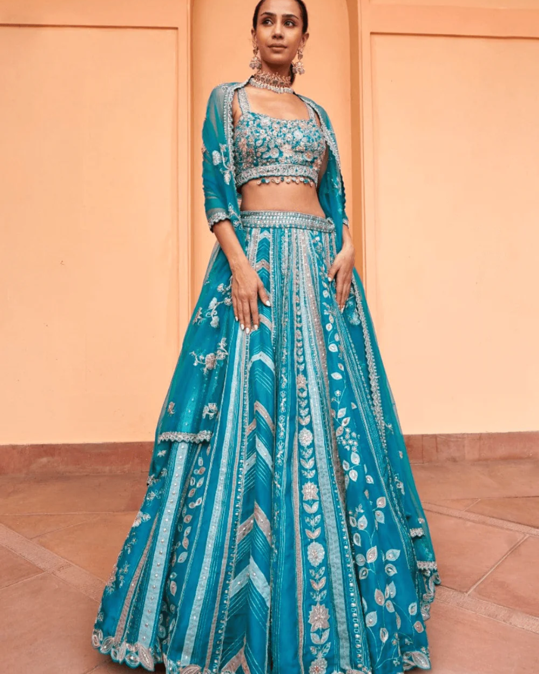 Osaa By Adarsh - Pine Linear Lehenga From RASM