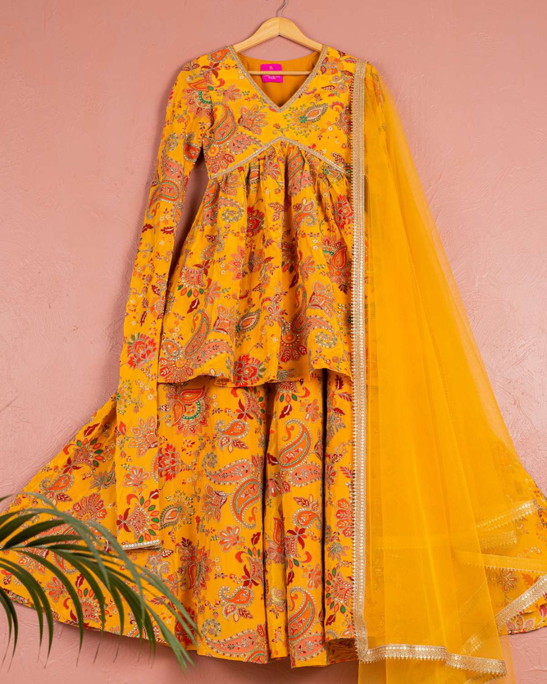 Anisha Shetty - Yellow Bloom Printed Kurta Sharara  Set
