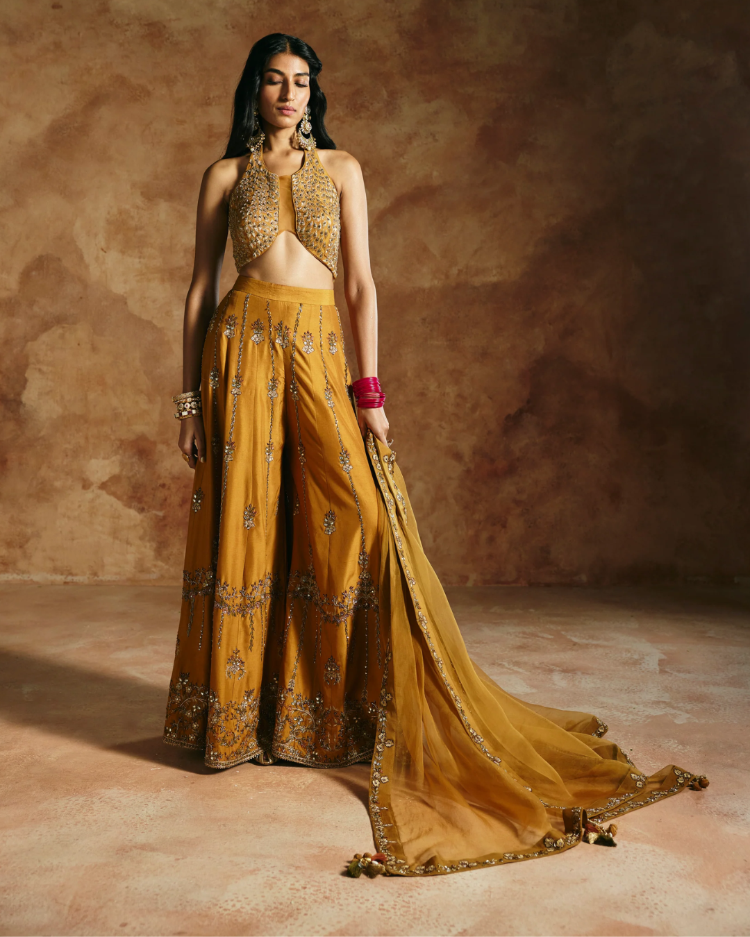 Aman Takyar - Mustard Sharara Set From Today's Sindh
