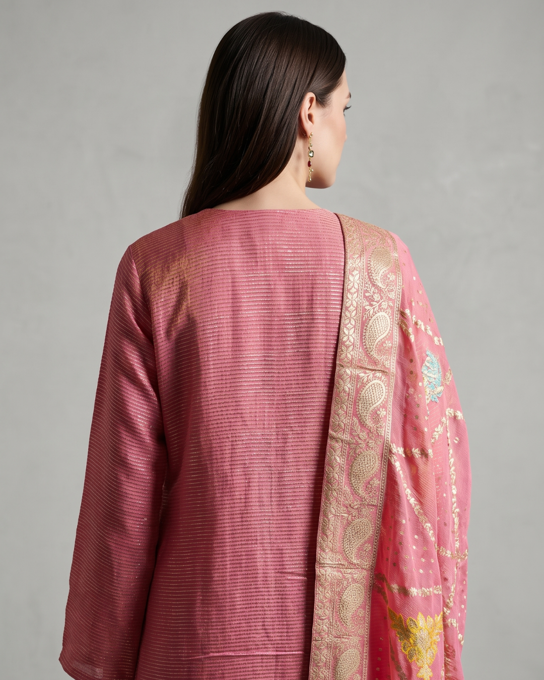 Basanti Kapde Aur Koffee - Pink Embroidered Suit Set From Suits & Shararas