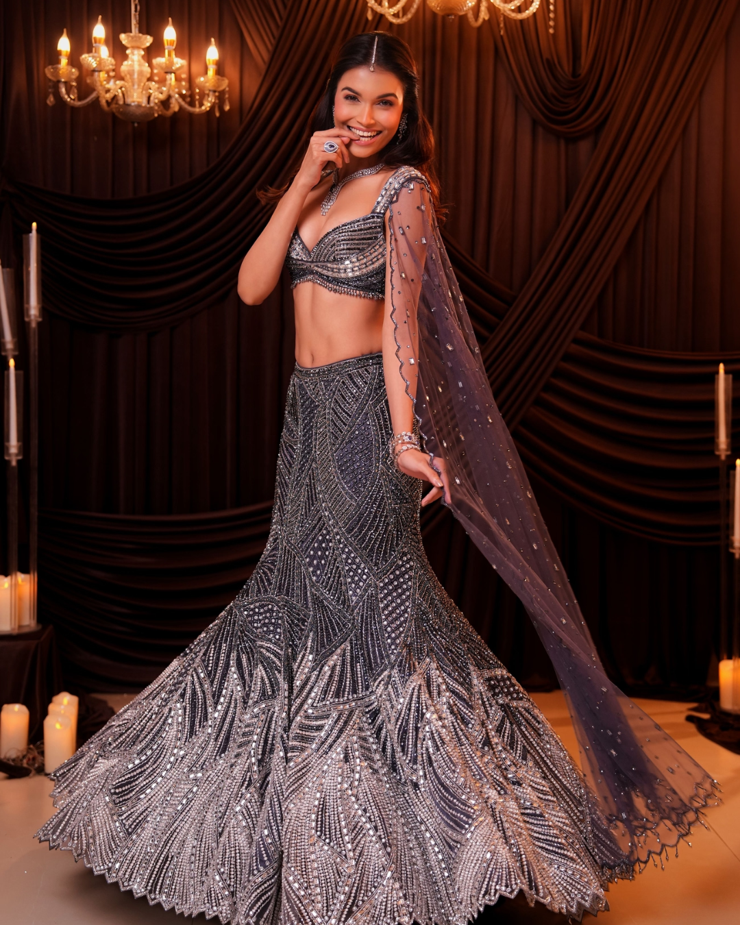 Isa by Dolly Wahal - Nyra Ombre Fishcut Lehenga From Ittara