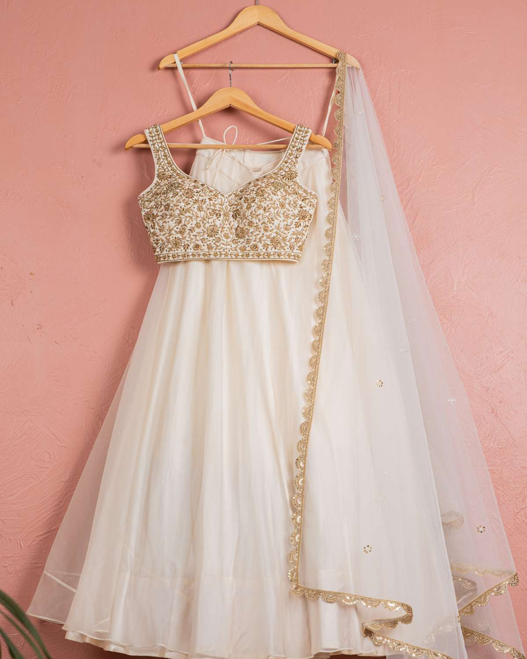 Anisha Shetty - Moonlight & Gold Embroidered Blouse & Organza Lehenga Set