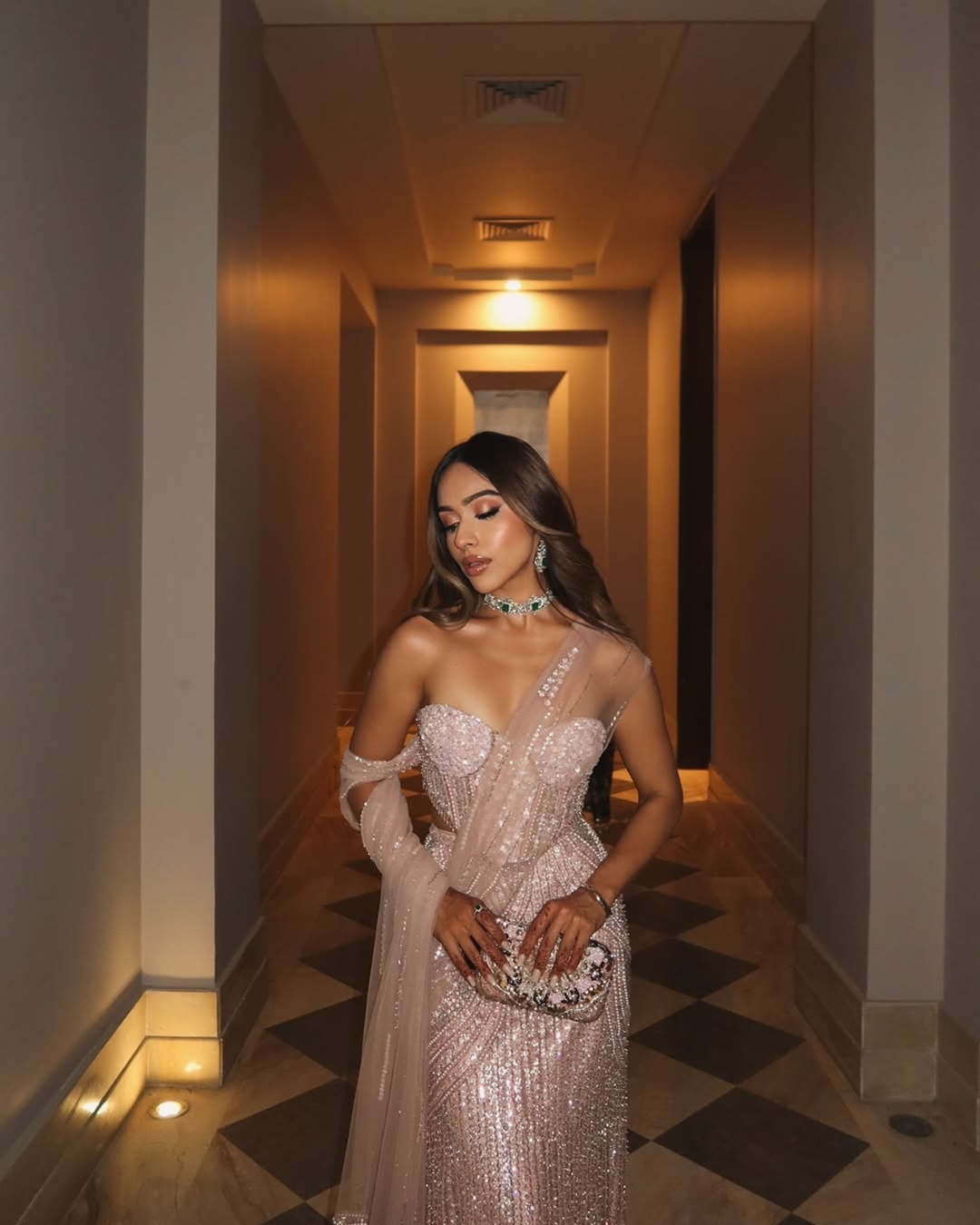 Isa by Dolly Wahal - Pink Corset Saree From Noor