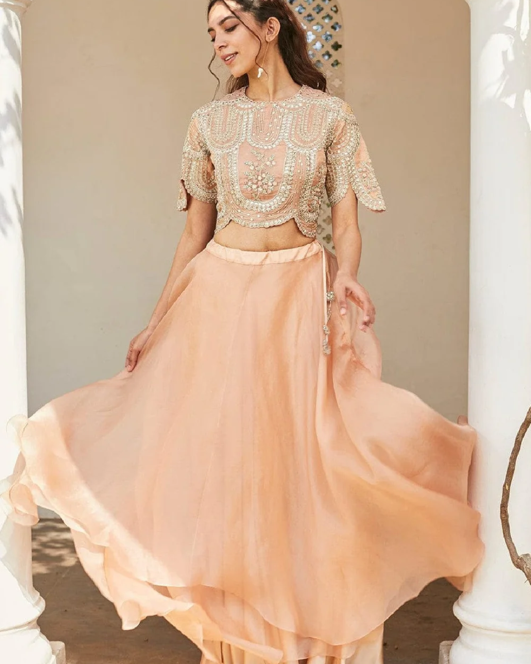 Osaa By Adarsh - Bahaar Optical Embroidered Top and Skirt From RASM