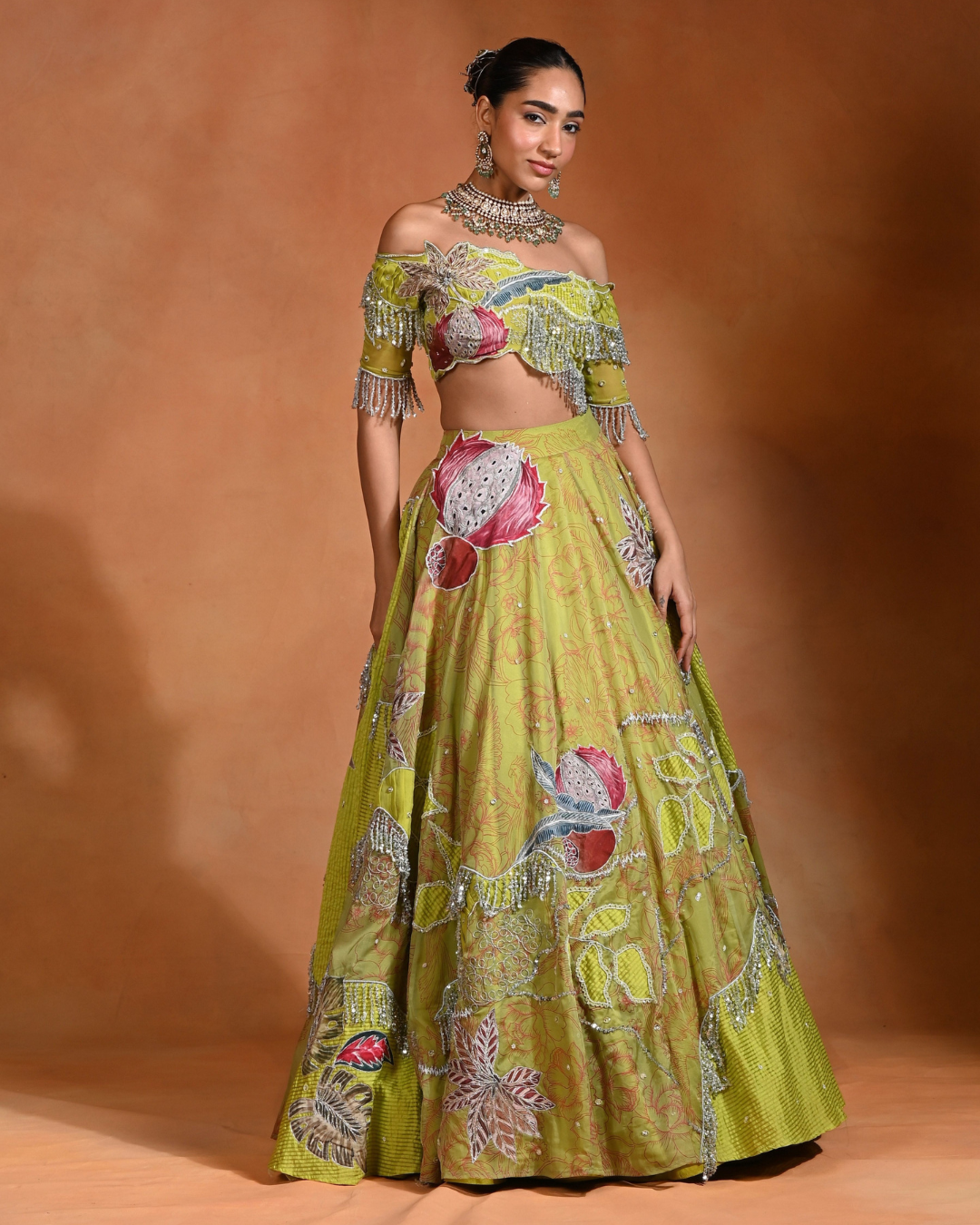 Rishi and Vibhuti - Brat Lime Lehenga From Ek Main Aur Ek Tu