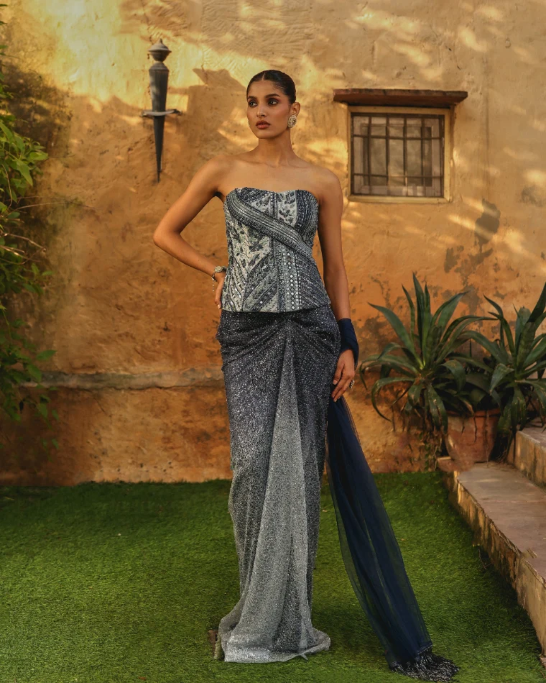 Label Moni K - Ombre Drape Set From Naqsh