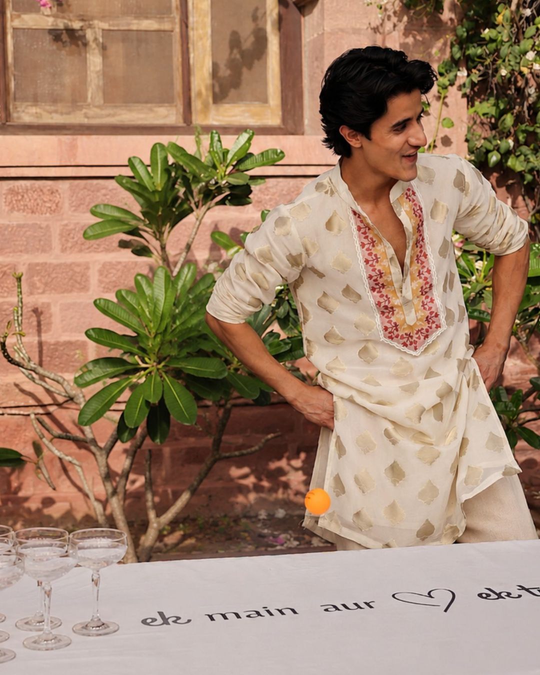 Rishi and Vibhuti - Ivory Nawab Kurta From Ek Main Aur Ek Tu