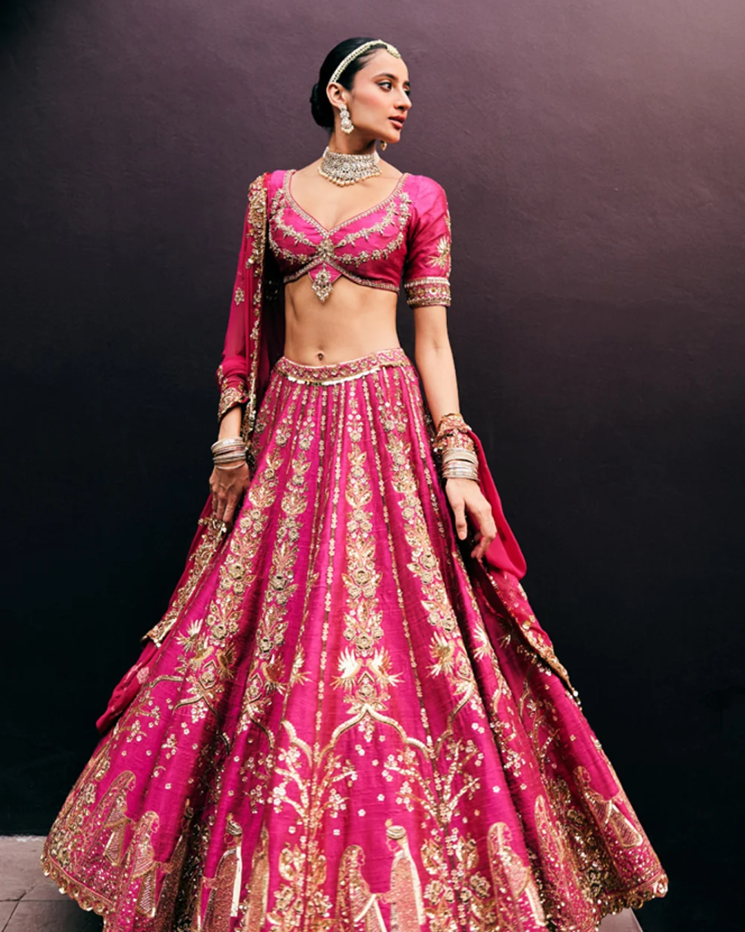 Prevasu - Rani Pink Bridal Lehenga Set From Eraya