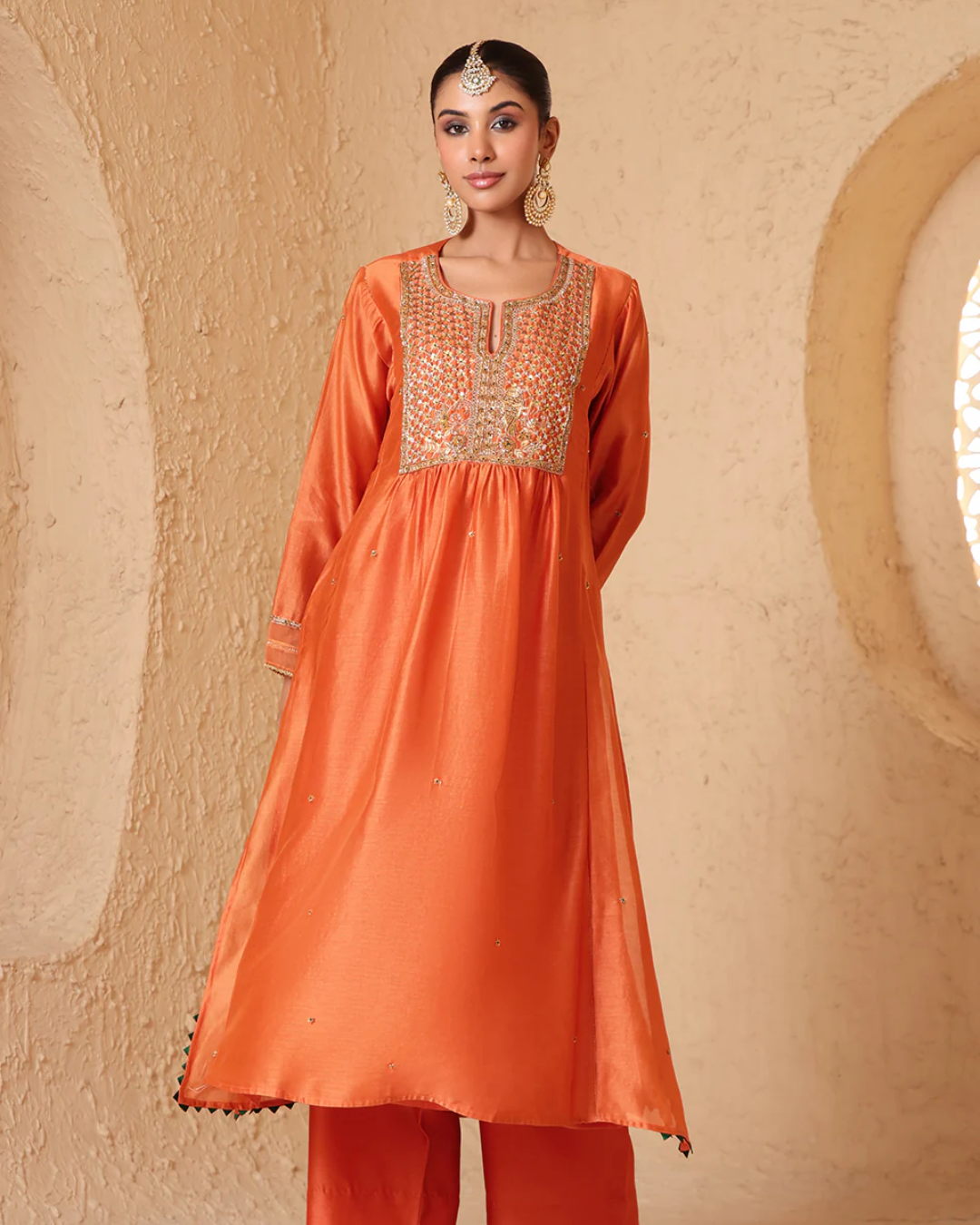 Niti Bothra - Mehrang Orange Frockstyle Kurta Set