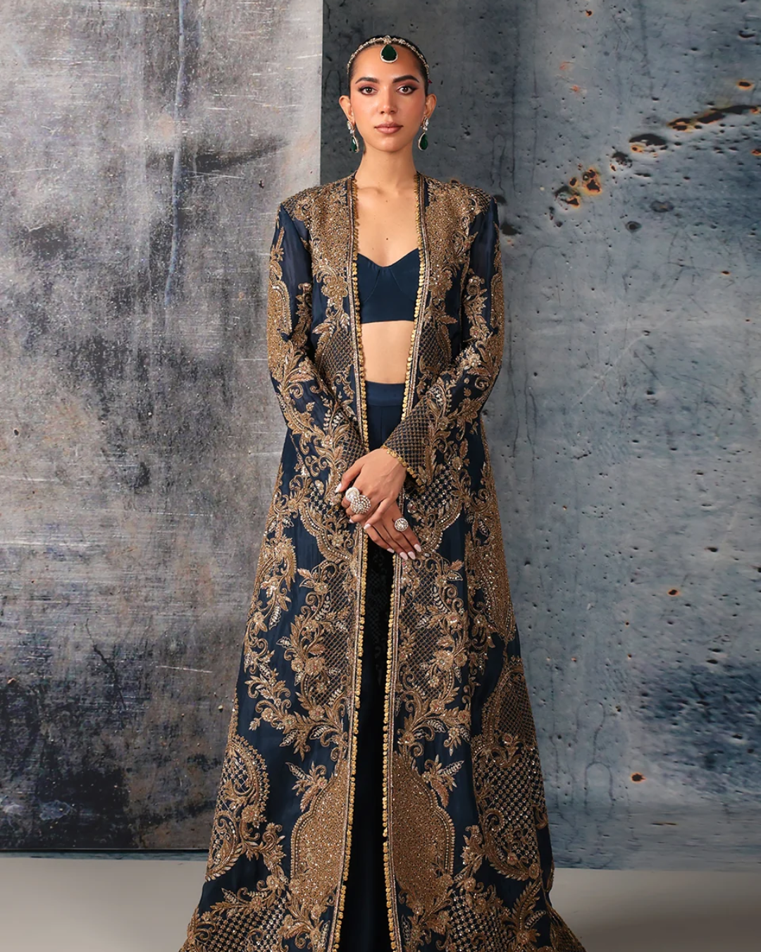 Niti Bothra - Zar-Rang Blue Long Jacket Set
