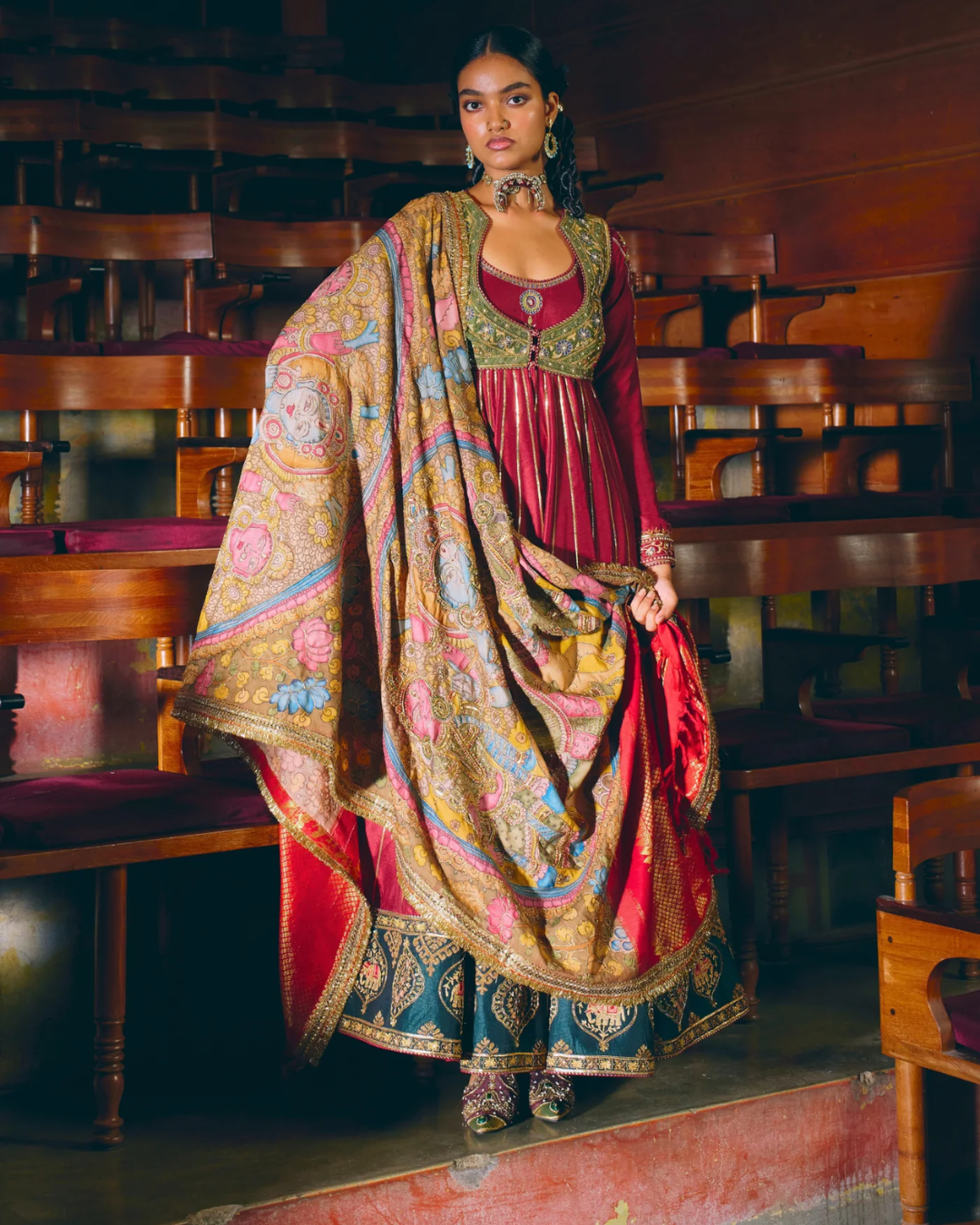 Aditi Gupta - Samarpana Red Anarkali Jacket Set From Chitrakatha