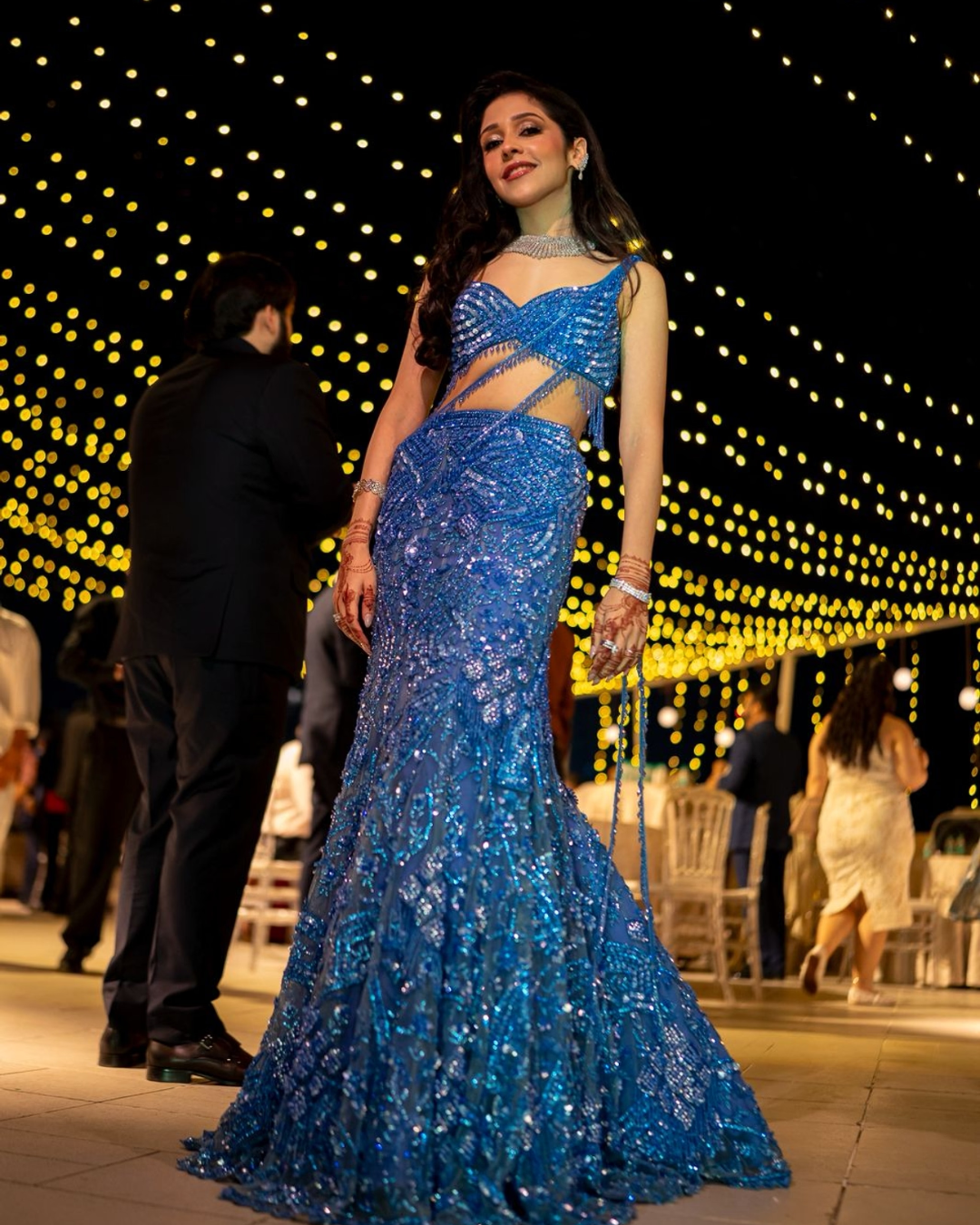 Isa by Dolly Wahal - Sapphire Blue Fishcut Lehenga From Ittara