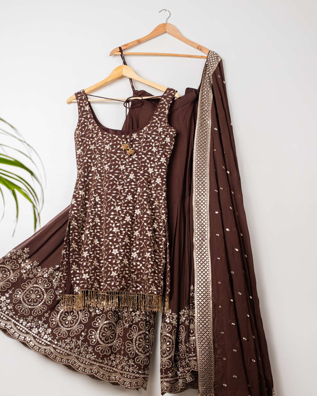 Anisha Shetty - Espresso Elegance Sharara Set