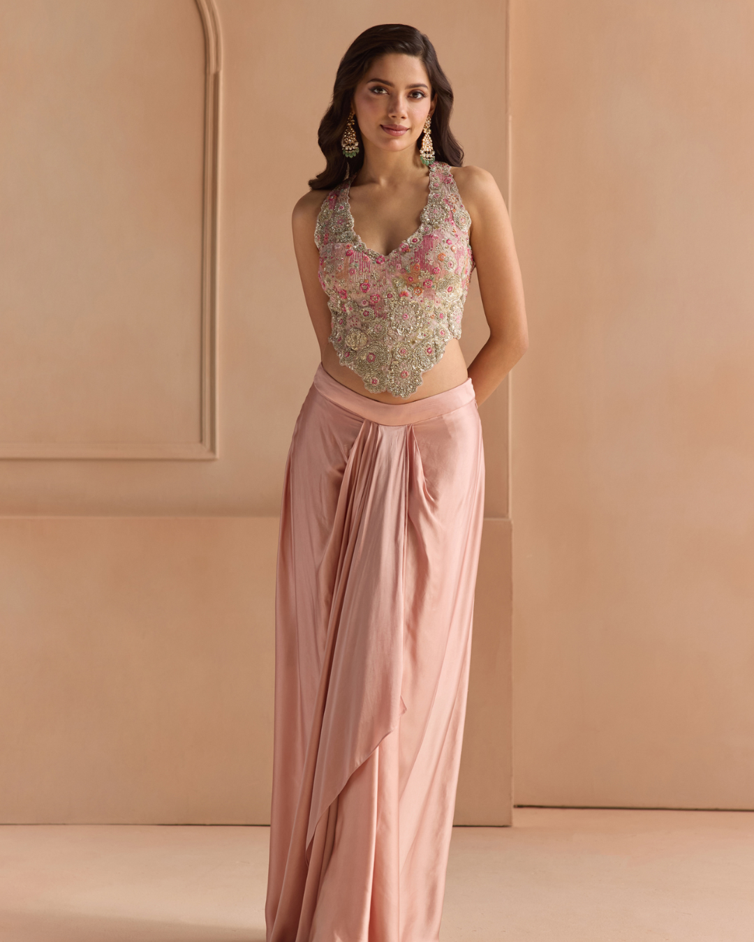 Osaa By Adarsh - Skin Rose Embroidered Top & Skirt Set From Off The Record