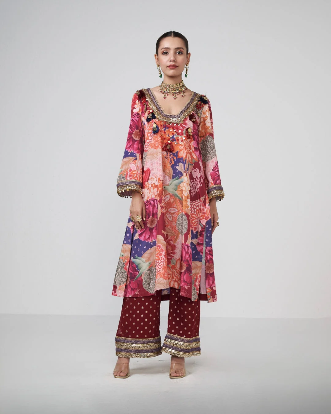 Rishi and Vibhuti - Cherry Choga Set From Gulon Ke Rang