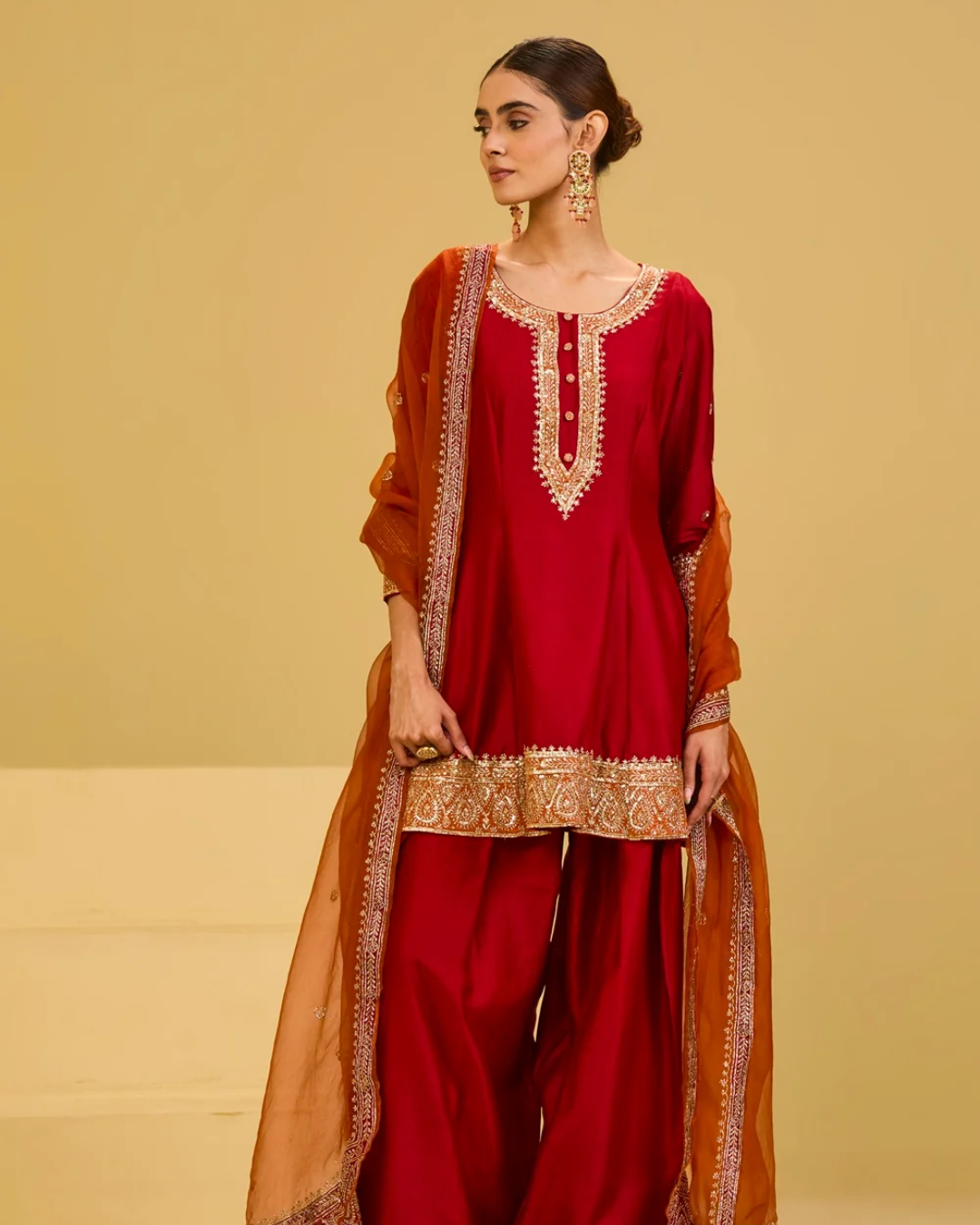Esha Koul - Red & Orange Salwar Set From Naaz