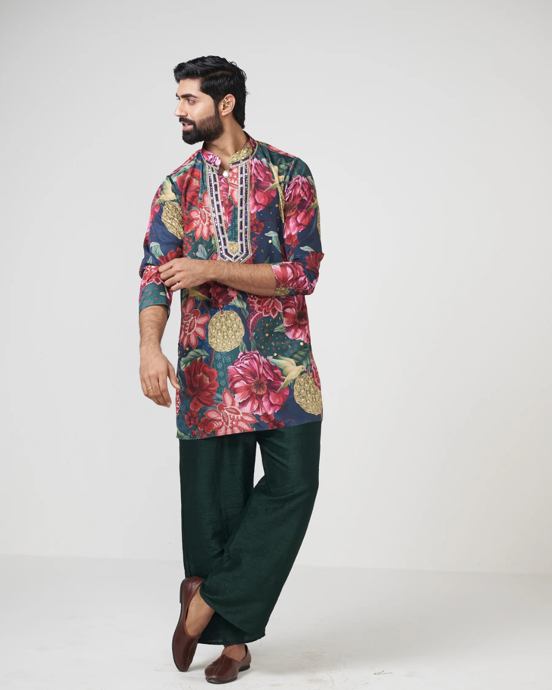 Rishi and Vibhuti - Midnight Forest Kurta From Gulon Ke Rang