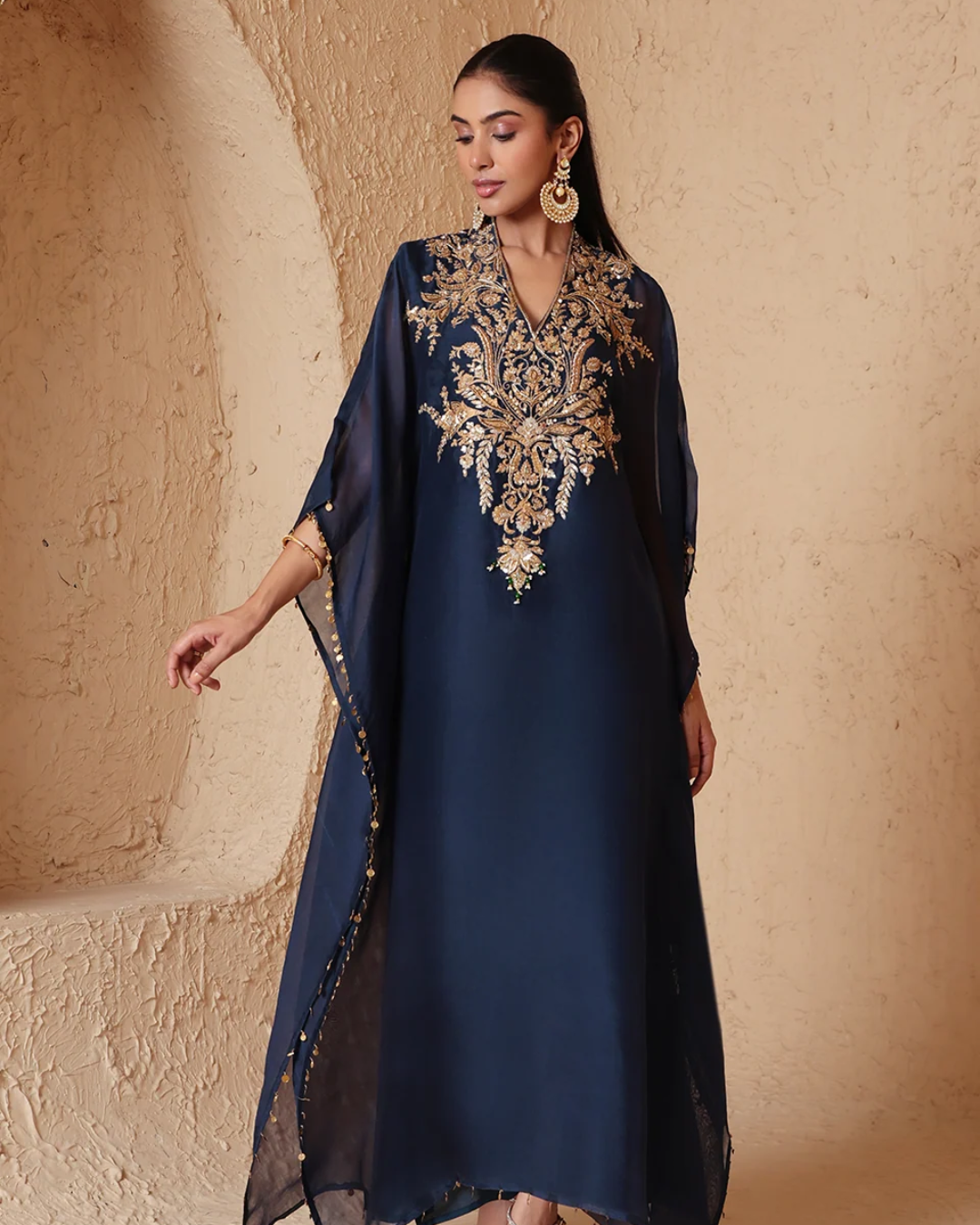 Niti Bothra - Zar-Rang Blue Heavy Kaftan Set