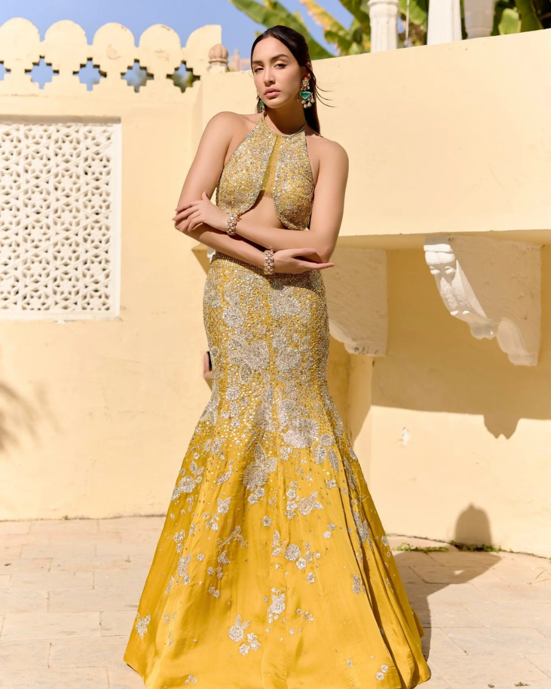 Osaa By Adarsh - Canary Yellow Fish Cut Lehenga From SAFAR